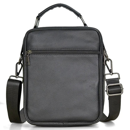 Black Double Zipper Handbags Small Men's Genuine Leather Shoulder for Tablet High Quality Messenger s Male Crossbody Bag