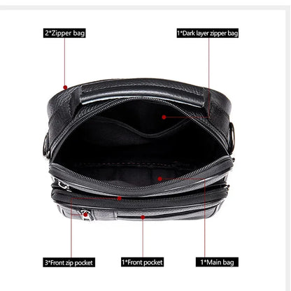 Black Fashion Men Messenger s Genuine Leather Handbags Man Luxury Brand Male Crossbody for Mini Pad Boy Shoulder Bag