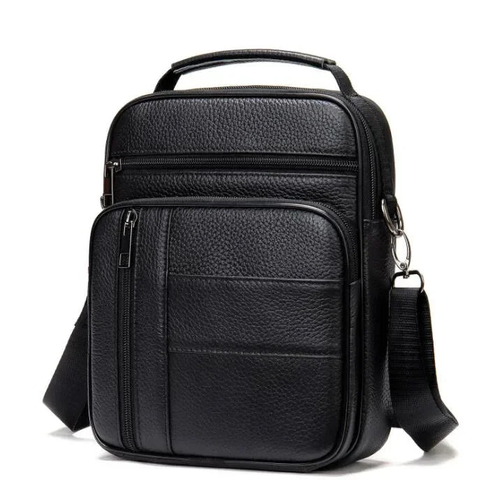 Black Fashion Men Messenger s Genuine Leather Handbags Man Luxury Brand Male Crossbody for Mini Pad Boy Shoulder Bag