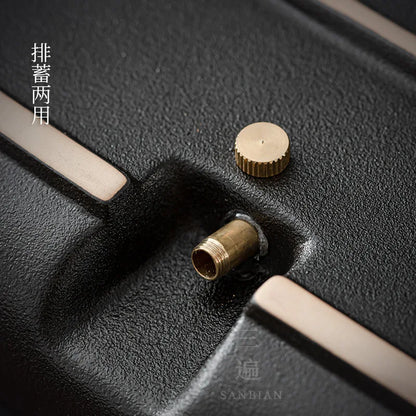 Black Gold Stone Tea Tray Household Modern Simple Ceramic Integrated Water Storage and Drainage Dual-Purpose Tea Table Dry Pou