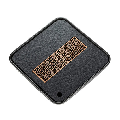 Black Gold Stone Tea Tray Household Modern Simple Ceramic Integrated Water Storage and Drainage Dual-Purpose Tea Table Dry Pou