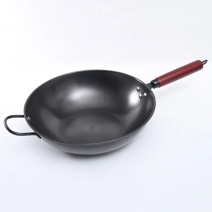 Black King Kong wok gas nitrogen iron pan carbon steel non-stick wok pan uncoated wok extremely iron pan