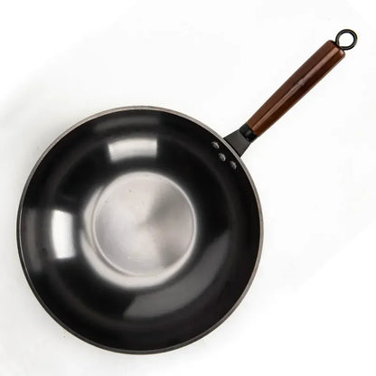 Black King Kong wok gas nitrogen iron pan carbon steel non-stick wok pan uncoated wok extremely iron pan