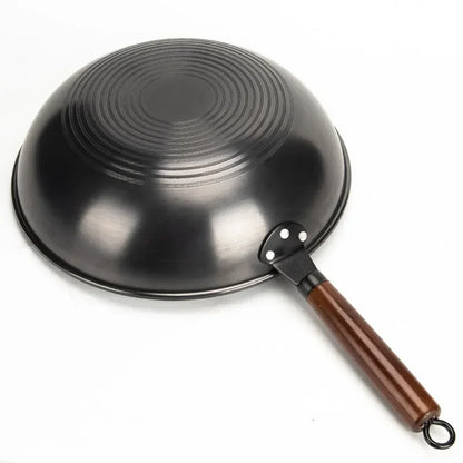 Black King Kong wok gas nitrogen iron pan carbon steel non-stick wok pan uncoated wok extremely iron pan