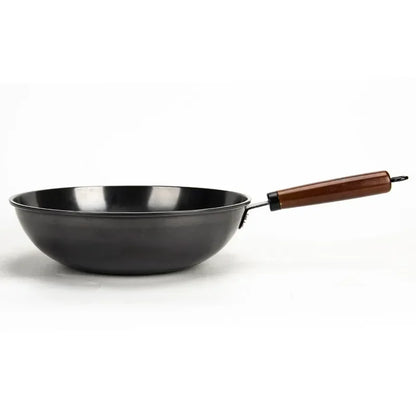 Black King Kong wok gas nitrogen iron pan carbon steel non-stick wok pan uncoated wok extremely iron pan