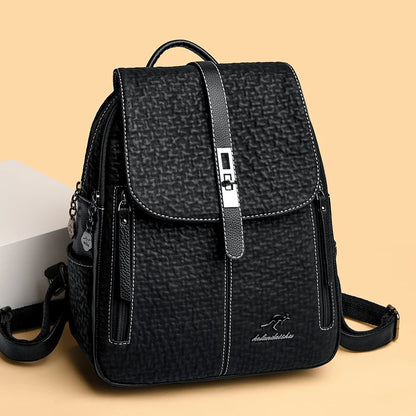 Black Large Capacity SchoolBag For Teenager Girl's Multifunction Casual Women's Designer Backpacks Fashion PU Leather Backpack