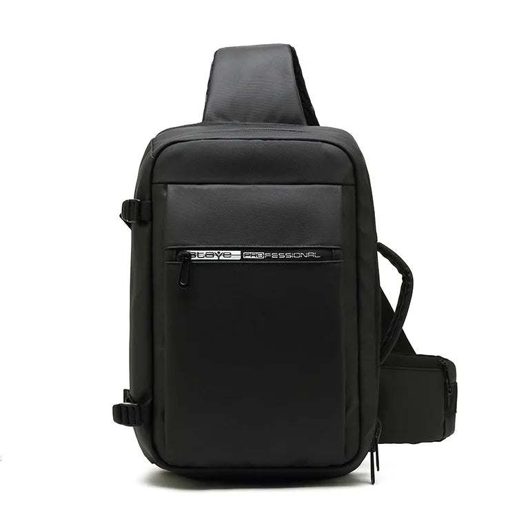 Black Man Bag USB Charging Shoulder Bags  9.7 inch ipad Tote Bags for Documents RFID Anti-theft Travel Strap Handbag