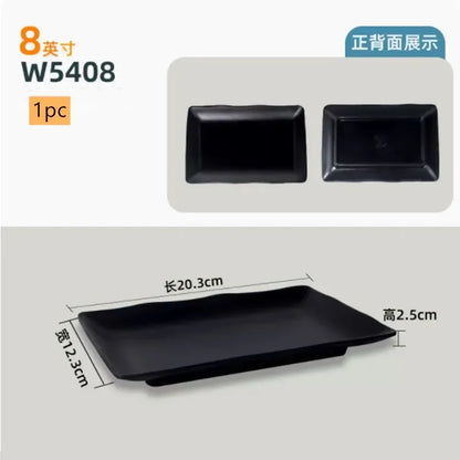 Black Melamine Plate Plastic Barbecue Dish Commercial Cutlery Kitchen Dinner Plates Not Easily Broken Tableware Accessories