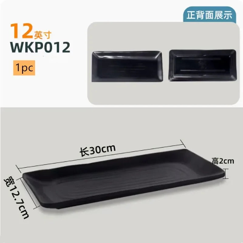 Black Melamine Plate Plastic Barbecue Dish Commercial Cutlery Kitchen Dinner Plates Not Easily Broken Tableware Accessories