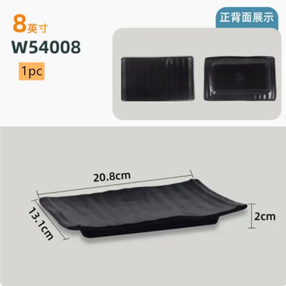 Black Melamine Plate Plastic Barbecue Dish Commercial Cutlery Kitchen Dinner Plates Not Easily Broken Tableware Accessories