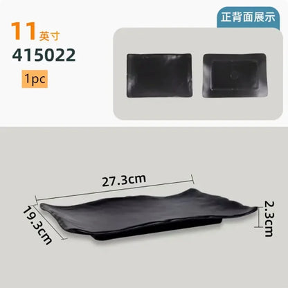 Black Melamine Plate Plastic Barbecue Dish Commercial Cutlery Kitchen Dinner Plates Not Easily Broken Tableware Accessories