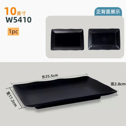 Black Melamine Plate Plastic Barbecue Dish Commercial Cutlery Kitchen Dinner Plates Not Easily Broken Tableware Accessories