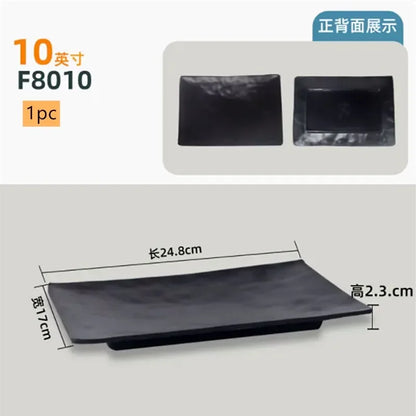 Black Melamine Plate Plastic Barbecue Dish Commercial Cutlery Kitchen Dinner Plates Not Easily Broken Tableware Accessories