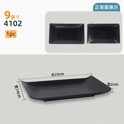 Black Melamine Plate Plastic Barbecue Dish Commercial Cutlery Kitchen Dinner Plates Not Easily Broken Tableware Accessories