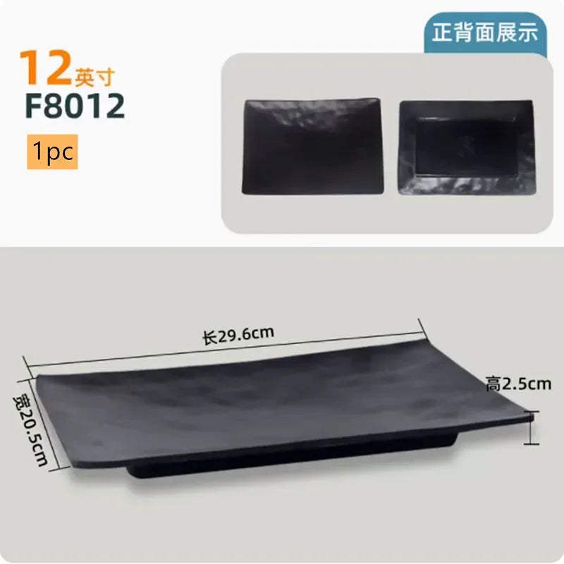 Black Melamine Plate Plastic Barbecue Dish Commercial Cutlery Kitchen Dinner Plates Not Easily Broken Tableware Accessories