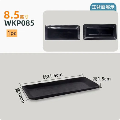 Black Melamine Plate Plastic Barbecue Dish Commercial Cutlery Kitchen Dinner Plates Not Easily Broken Tableware Accessories