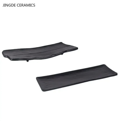 Black Melamine Plate Plastic Barbecue Dish Commercial Cutlery Kitchen Dinner Plates Not Easily Broken Tableware Accessories