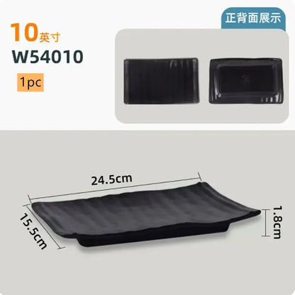 Black Melamine Plate Plastic Barbecue Dish Commercial Cutlery Kitchen Dinner Plates Not Easily Broken Tableware Accessories