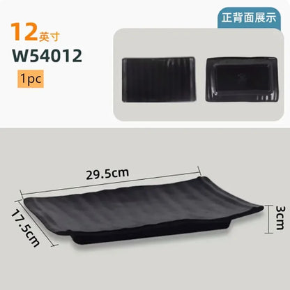 Black Melamine Plate Plastic Barbecue Dish Commercial Cutlery Kitchen Dinner Plates Not Easily Broken Tableware Accessories