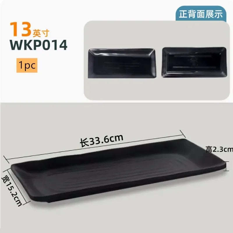 Black Melamine Plate Plastic Barbecue Dish Commercial Cutlery Kitchen Dinner Plates Not Easily Broken Tableware Accessories