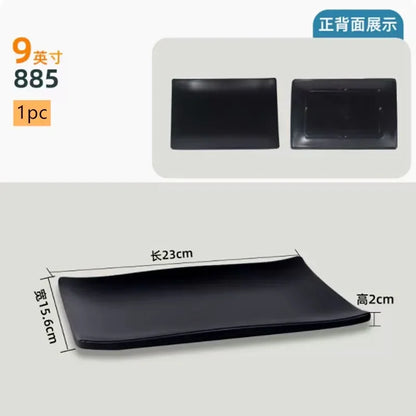 Black Melamine Plate Plastic Barbecue Dish Commercial Cutlery Kitchen Dinner Plates Not Easily Broken Tableware Accessories