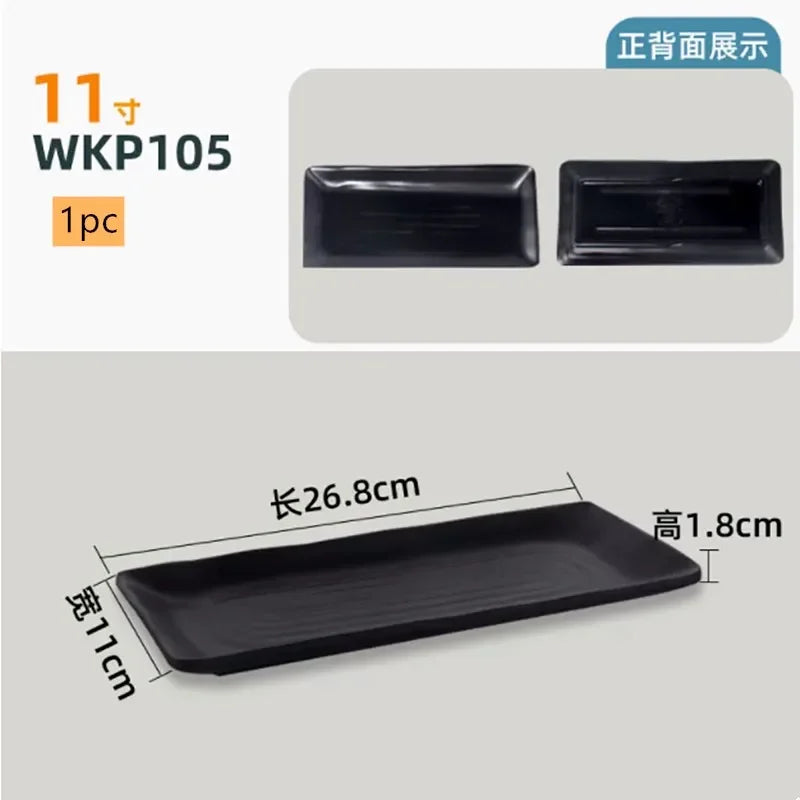 Black Melamine Plate Plastic Barbecue Dish Commercial Cutlery Kitchen Dinner Plates Not Easily Broken Tableware Accessories