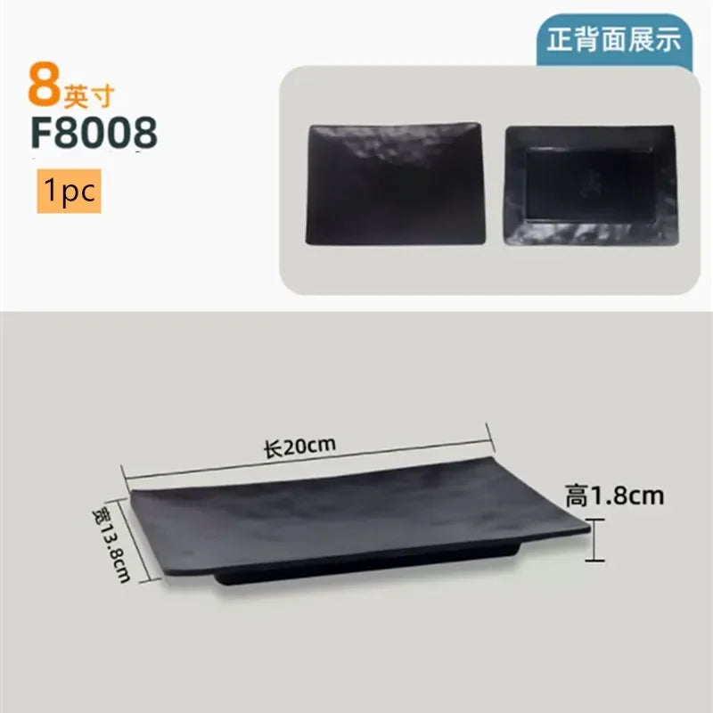 Black Melamine Plate Plastic Barbecue Dish Commercial Cutlery Kitchen Dinner Plates Not Easily Broken Tableware Accessories