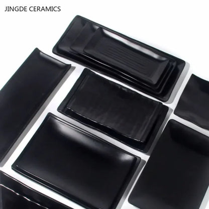 Black Melamine Plate Plastic Barbecue Dish Commercial Cutlery Kitchen Dinner Plates Not Easily Broken Tableware Accessories