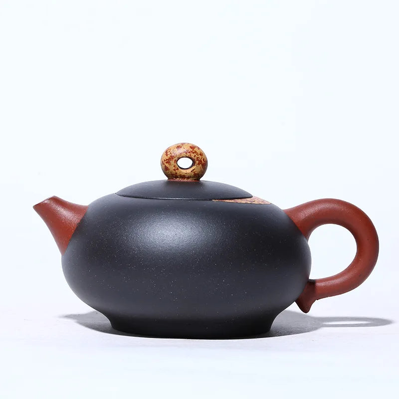 Black Mud Master Hand-painted Little Moon Shadow Zisha Teapot, Yixing Handmade Pot, Kung-Fu Teaware, Purple Clay Drinkware, Puer