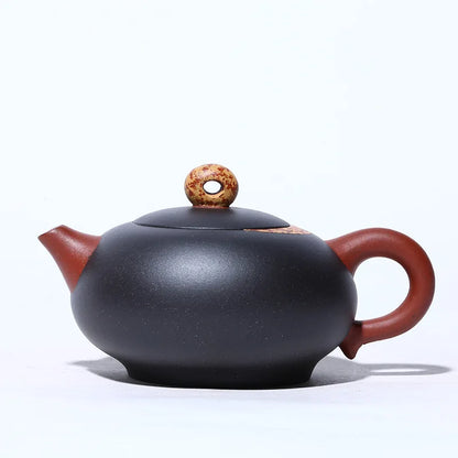 Black Mud Master Hand-painted Little Moon Shadow Zisha Teapot, Yixing Handmade Pot, Kung-Fu Teaware, Purple Clay Drinkware, Puer