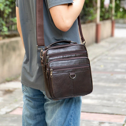 Black New Genuine Leather Crossbody Male Messenger Casual Business Briefcase Style Men Shoulder Bag