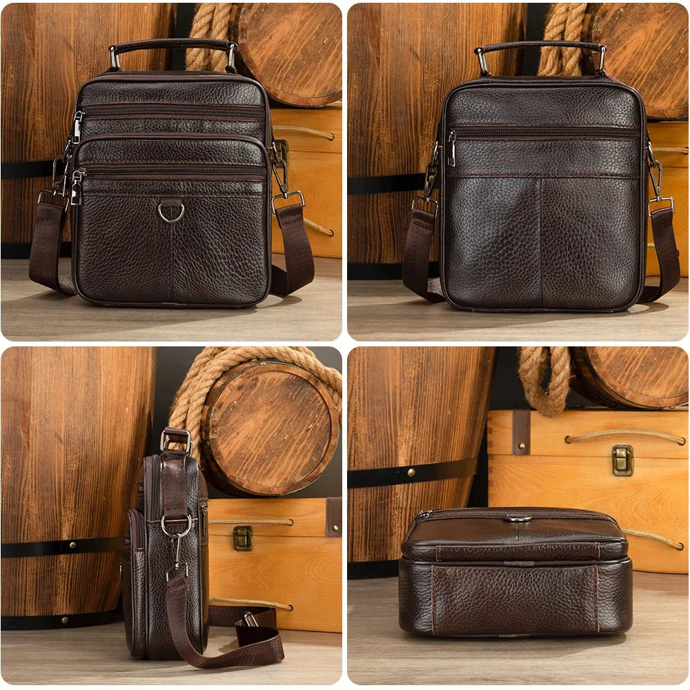Black New Genuine Leather Crossbody Male Messenger Casual Business Briefcase Style Men Shoulder Bag