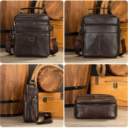 Black New Genuine Leather Crossbody Male Messenger Casual Business Briefcase Style Men Shoulder Bag