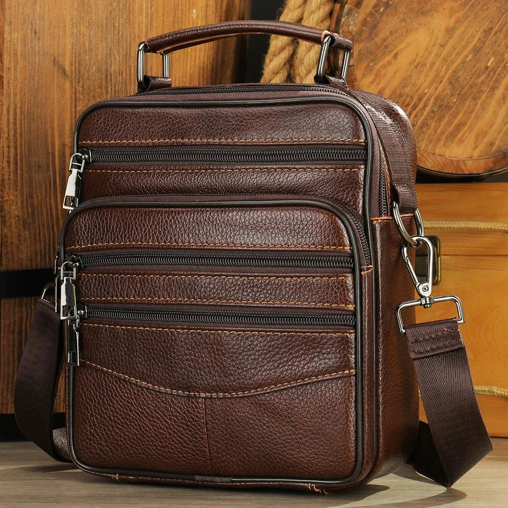 Black New Genuine Leather Crossbody Male Messenger Casual Business Briefcase Style Men Shoulder Bag