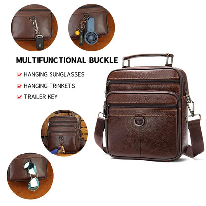 Black New Genuine Leather Crossbody Male Messenger Casual Business Briefcase Style Men Shoulder Bag