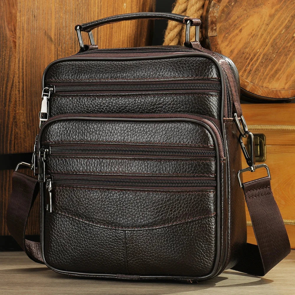 Black New Genuine Leather Crossbody Male Messenger Casual Business Briefcase Style Men Shoulder Bag
