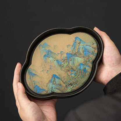 Black Pottery Water Absorption Type Tea Tray Home Quick Drying Teapot Trays Small Dry Brewing Tea Table Chinese Tea Accessories