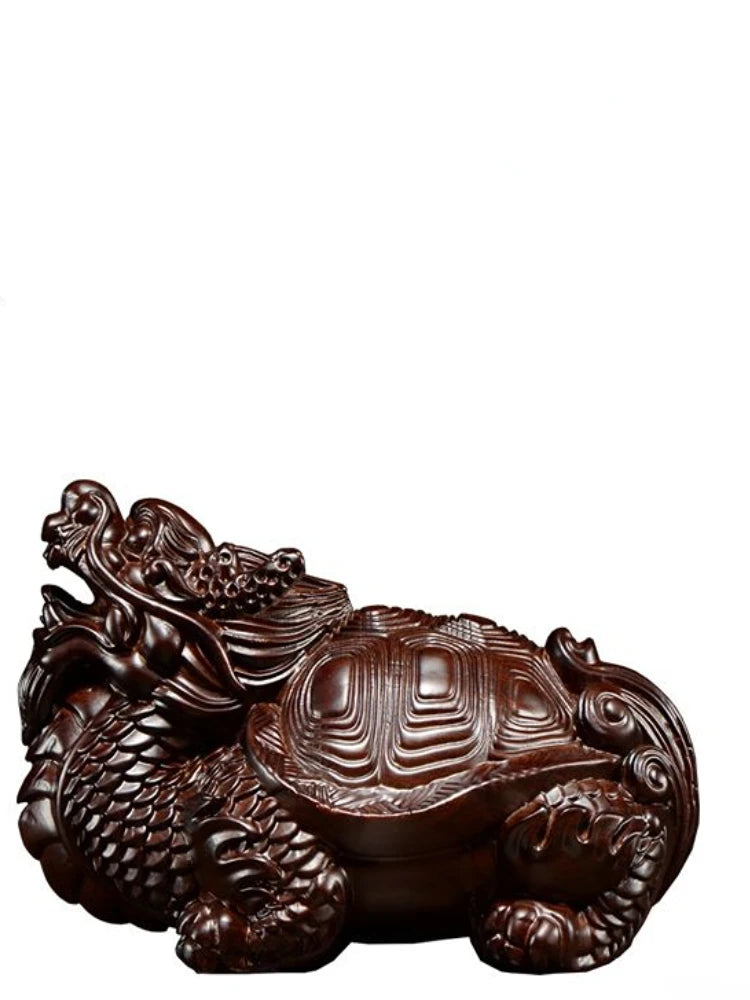 Black Sandalwood Carving Dragon Turtle Mahogany Carving Artifact Solid Wood Leading Turtle Basalt Home  Decoration Ornaments
