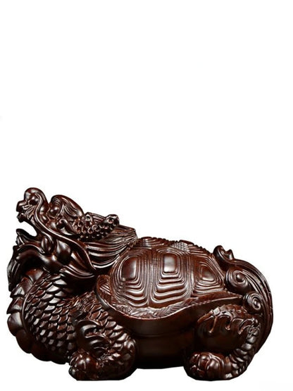 Black Sandalwood Carving Dragon Turtle Mahogany Carving Artifact Solid Wood Leading Turtle Basalt Home  Decoration Ornaments