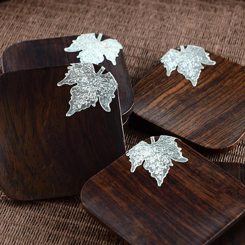 Black Sandalwood Solid Wood Tea Mat Circular Square Tea Bowl Coaster Chinese Six Gentlemen Kungfu Tea Set Accessories