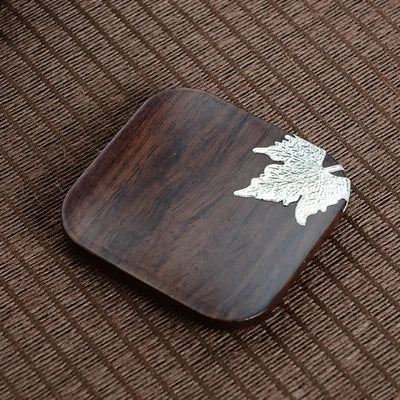 Black Sandalwood Solid Wood Tea Mat Circular Square Tea Bowl Coaster Chinese Six Gentlemen Kungfu Tea Set Accessories