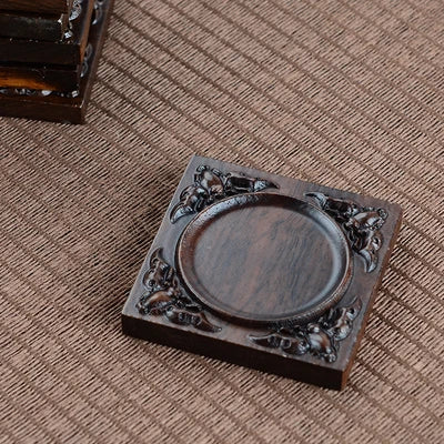 Black Sandalwood Solid Wood Tea Mat Circular Square Tea Bowl Coaster Chinese Six Gentlemen Kungfu Tea Set Accessories
