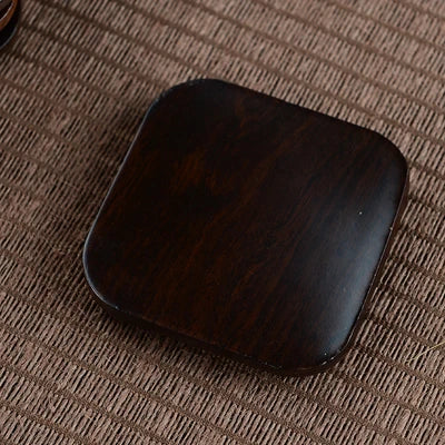 Black Sandalwood Solid Wood Tea Mat Circular Square Tea Bowl Coaster Chinese Six Gentlemen Kungfu Tea Set Accessories
