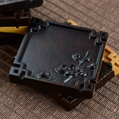 Black Sandalwood Solid Wood Tea Mat Circular Square Tea Bowl Coaster Chinese Six Gentlemen Kungfu Tea Set Accessories