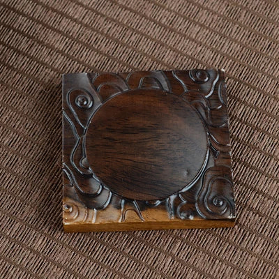 Black Sandalwood Solid Wood Tea Mat Circular Square Tea Bowl Coaster Chinese Six Gentlemen Kungfu Tea Set Accessories
