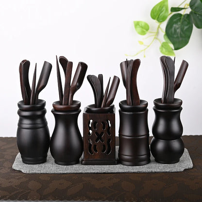 Black Sandalwood Tea Ceremony Chicken Wings, 6 Gentlemen Kungfu Tea Set Accessories, Tea Making Tools, Tea Clip Spoon