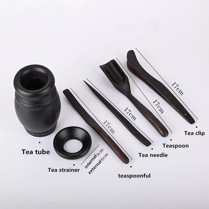 Black Sandalwood Tea Ceremony Chicken Wings, 6 Gentlemen Kungfu Tea Set Accessories, Tea Making Tools, Tea Clip Spoon