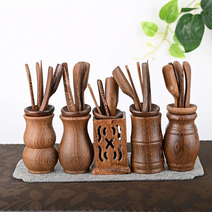 Black Sandalwood Tea Ceremony Chicken Wings, 6 Gentlemen Kungfu Tea Set Accessories, Tea Making Tools, Tea Clip Spoon