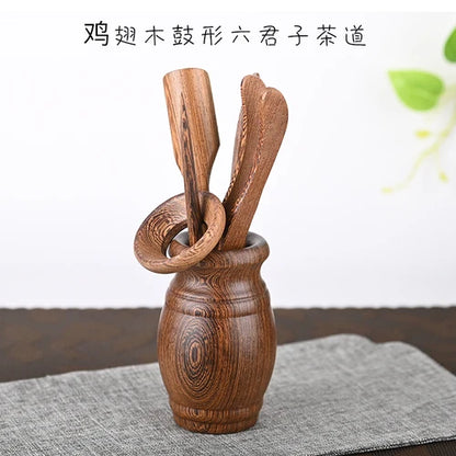 Black Sandalwood Tea Ceremony Chicken Wings, 6 Gentlemen Kungfu Tea Set Accessories, Tea Making Tools, Tea Clip Spoon
