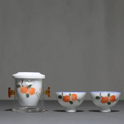 Black Tea Teaware Glass Ceramic Filter Double Ear Hand-painted Teapot Modern Home Kung Fu Tea Maker Teaware Set